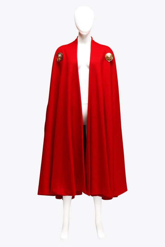 Moschino Coutire Vintage Red Wool Lion Head Cape