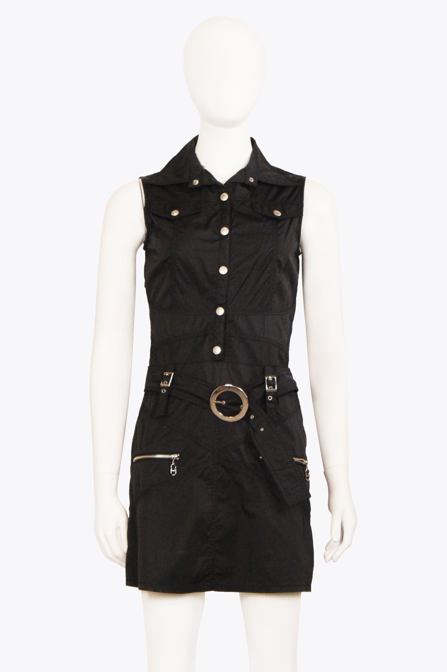 Christian Dior Black Button Up Tank Dress With Hardware