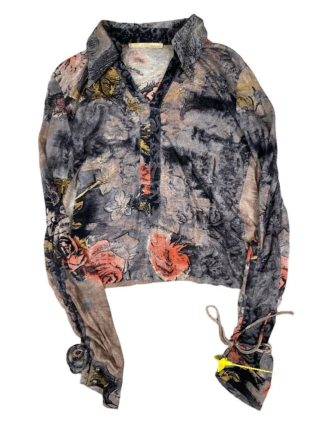 Roberto Cavalli Floral Watercolor Button Up