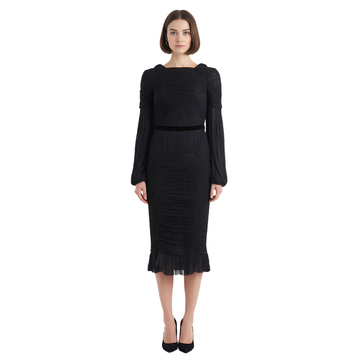 tom ford ruched midi dress