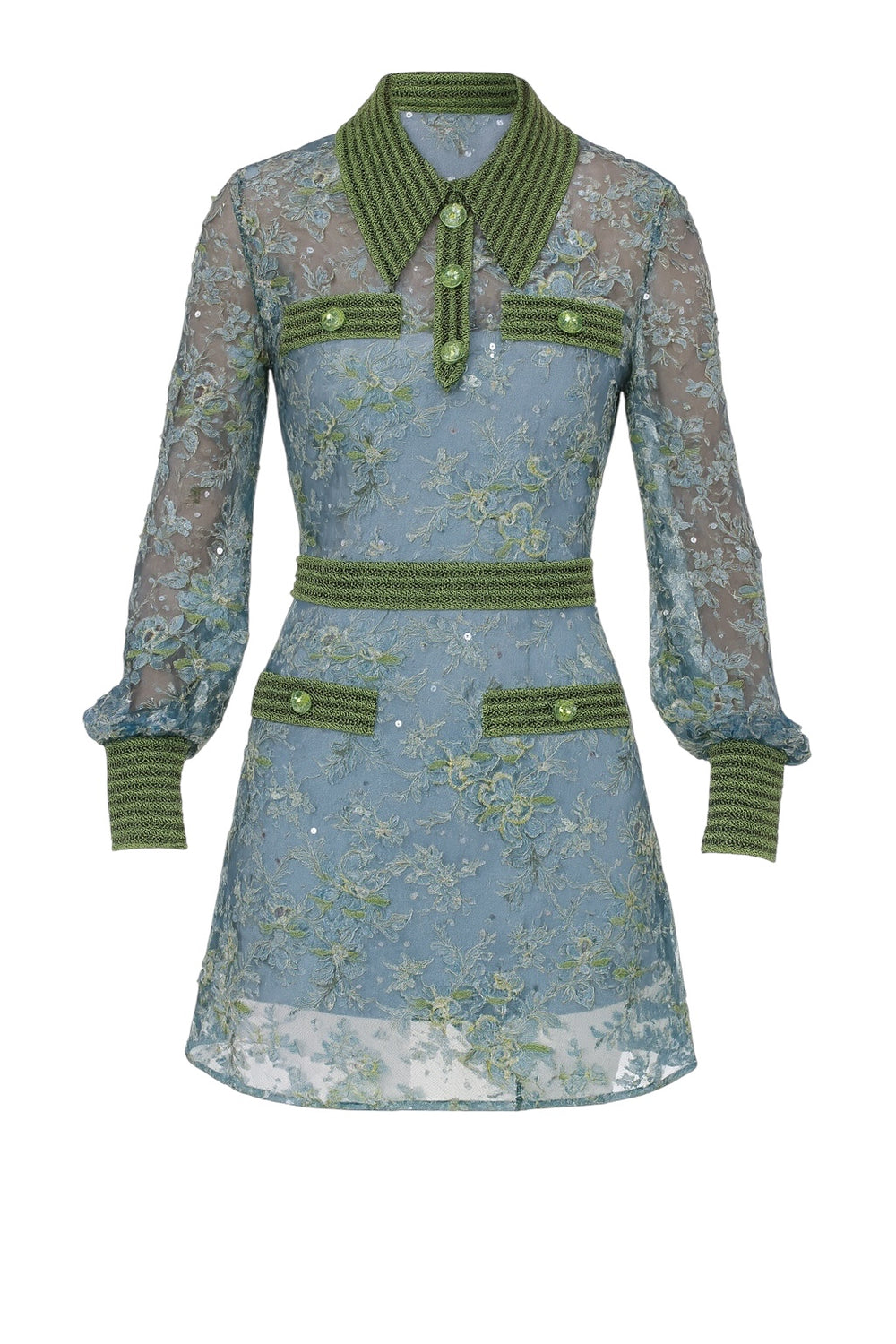 gucci blue floral lace dress