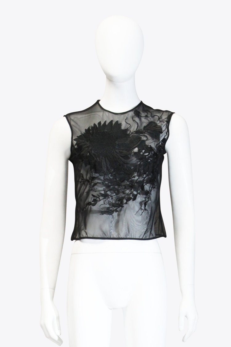 Black Mesh Crop Top
