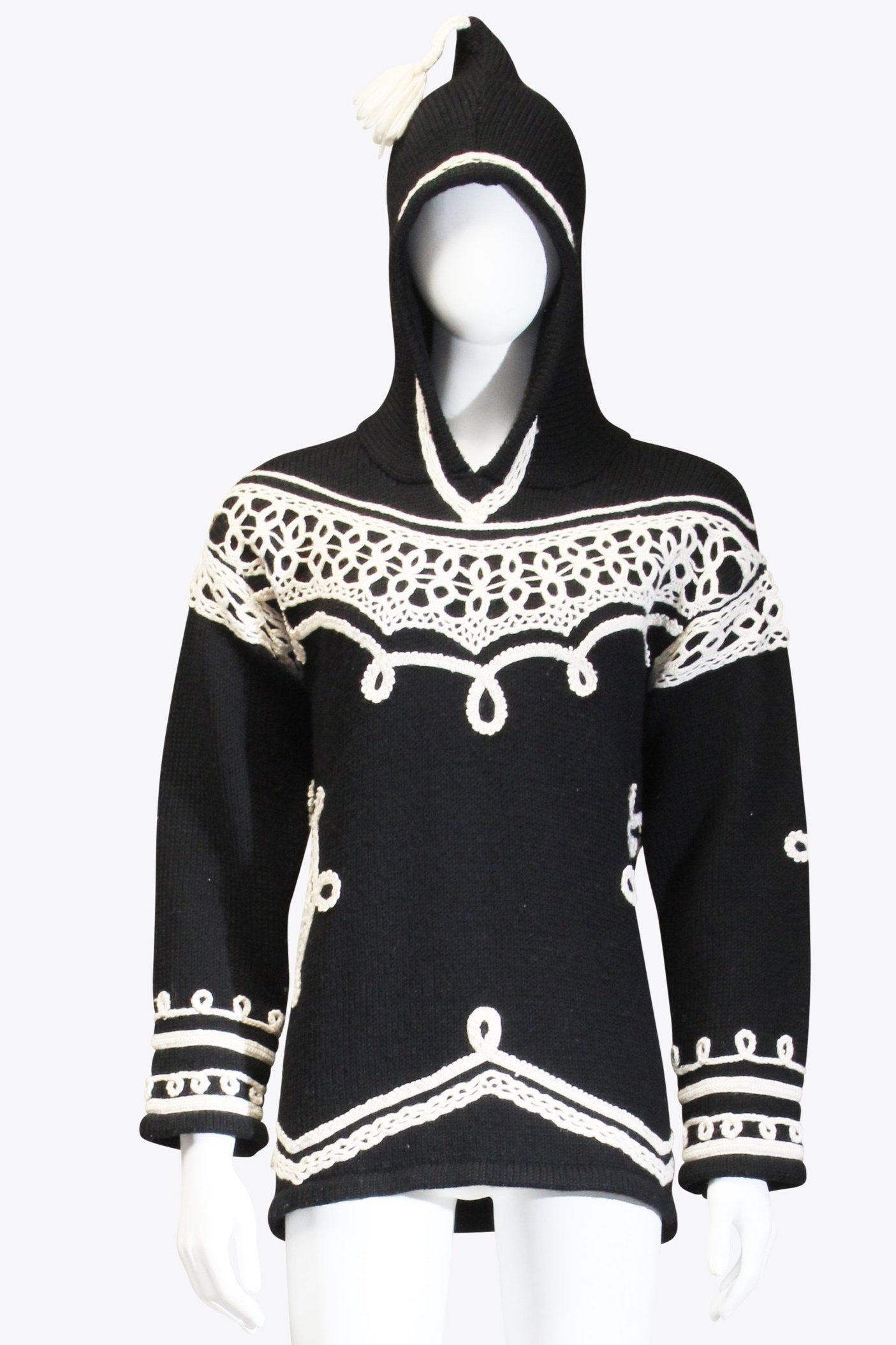 Black & White Embroidered Hoodie