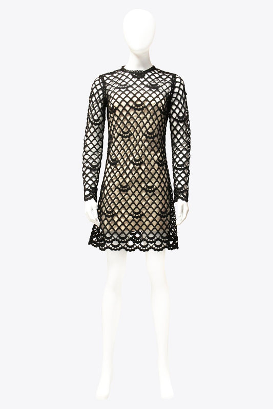 Marc Jacobs Black Net Long Sleeve Dress