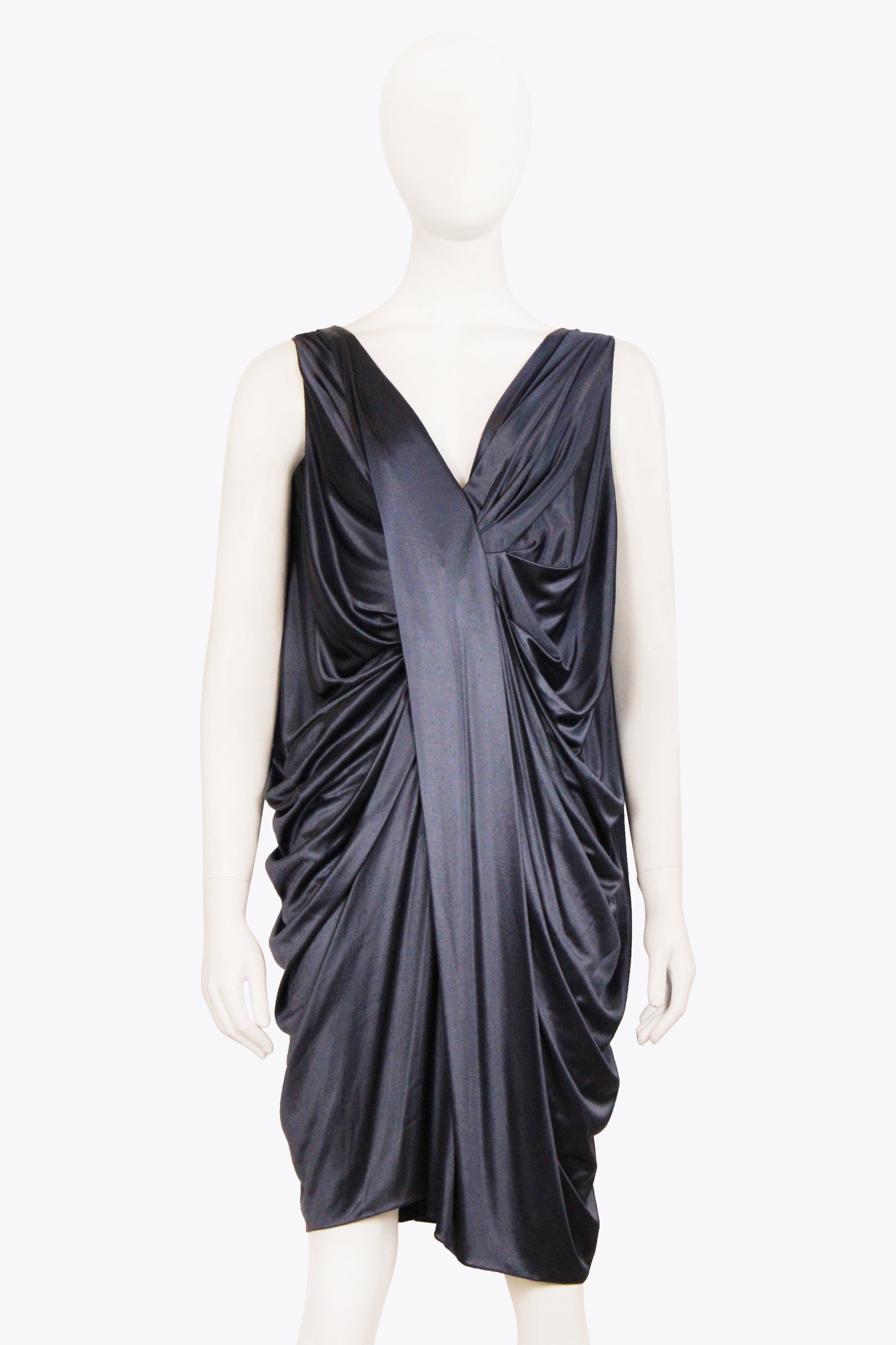 Christian Dior Blue Grey Silky Draped Dress