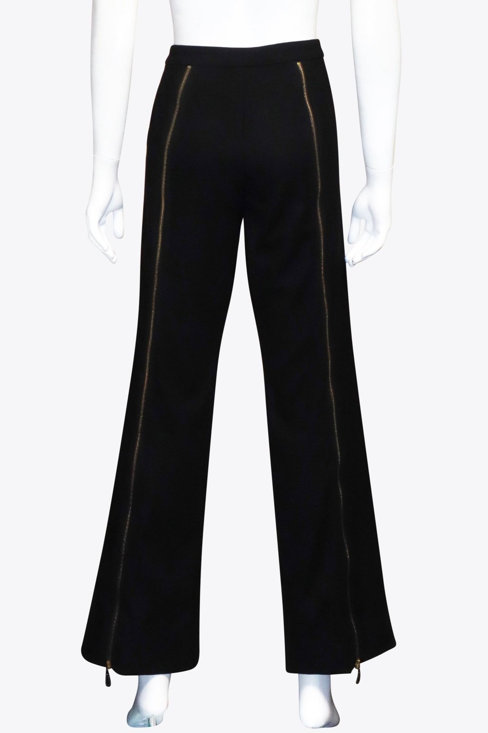 Alexander McQueen Black Wool Flare Pants With Gold Black Zippers