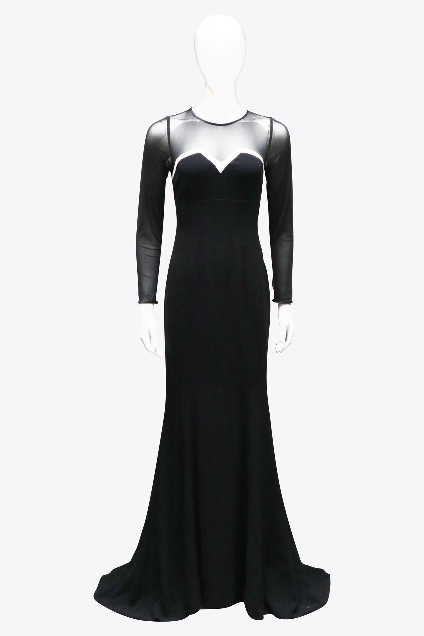 Basler Black Gown With Mesh Arms & White Outline