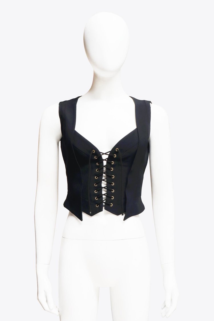 Moschino Black Lace Corset with Gold Hardware