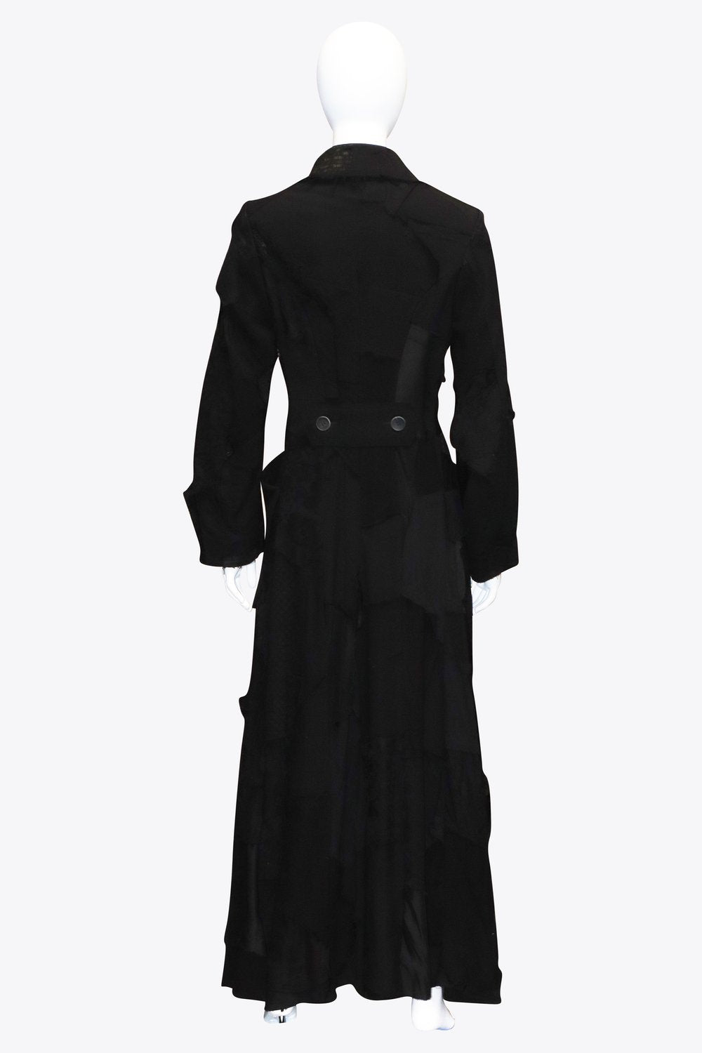 Junya Watanbe Black Floor Length Patchwork Trench Coat