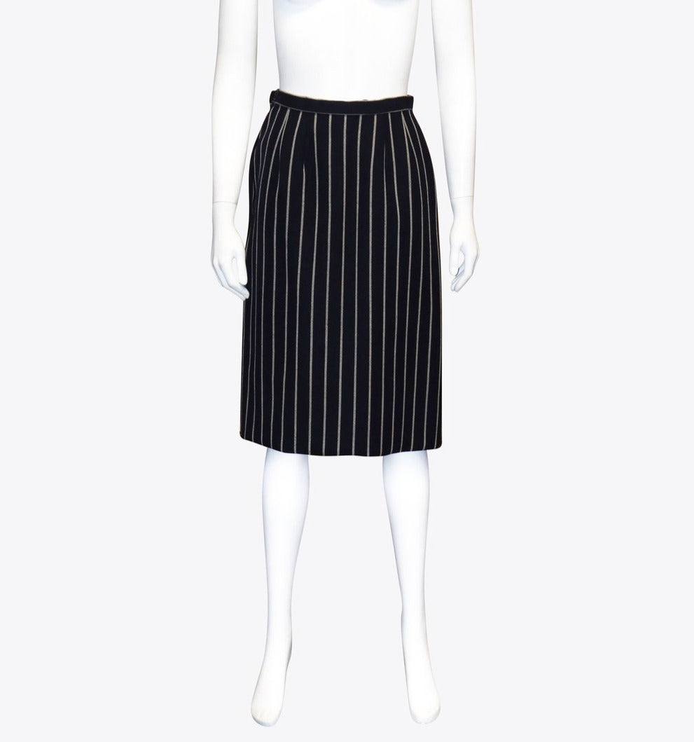 Black & White Striped Midi Skirt