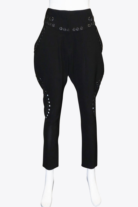 Givenchy Black Harem Pants With Brushed Gunmetal Grommets