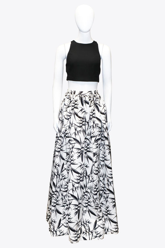 Black & White Crop Top & Maxi Skirt Set