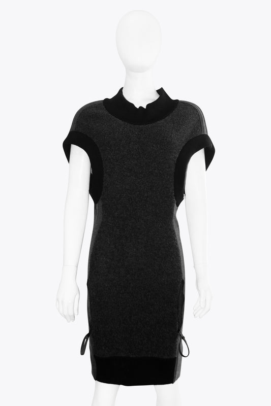 Paco Rabanne Dark Grey Mock-Neck Sweater Dress