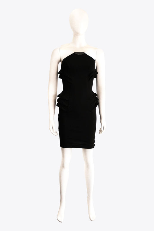 Thierry Mugler Black Mini Plastic Neck Dress