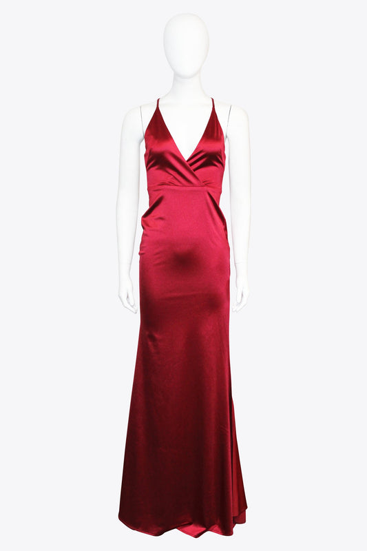 Abyss Red Silk V-Neck Gown