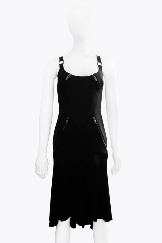 Versace Black Zipper Criss Cross Dress