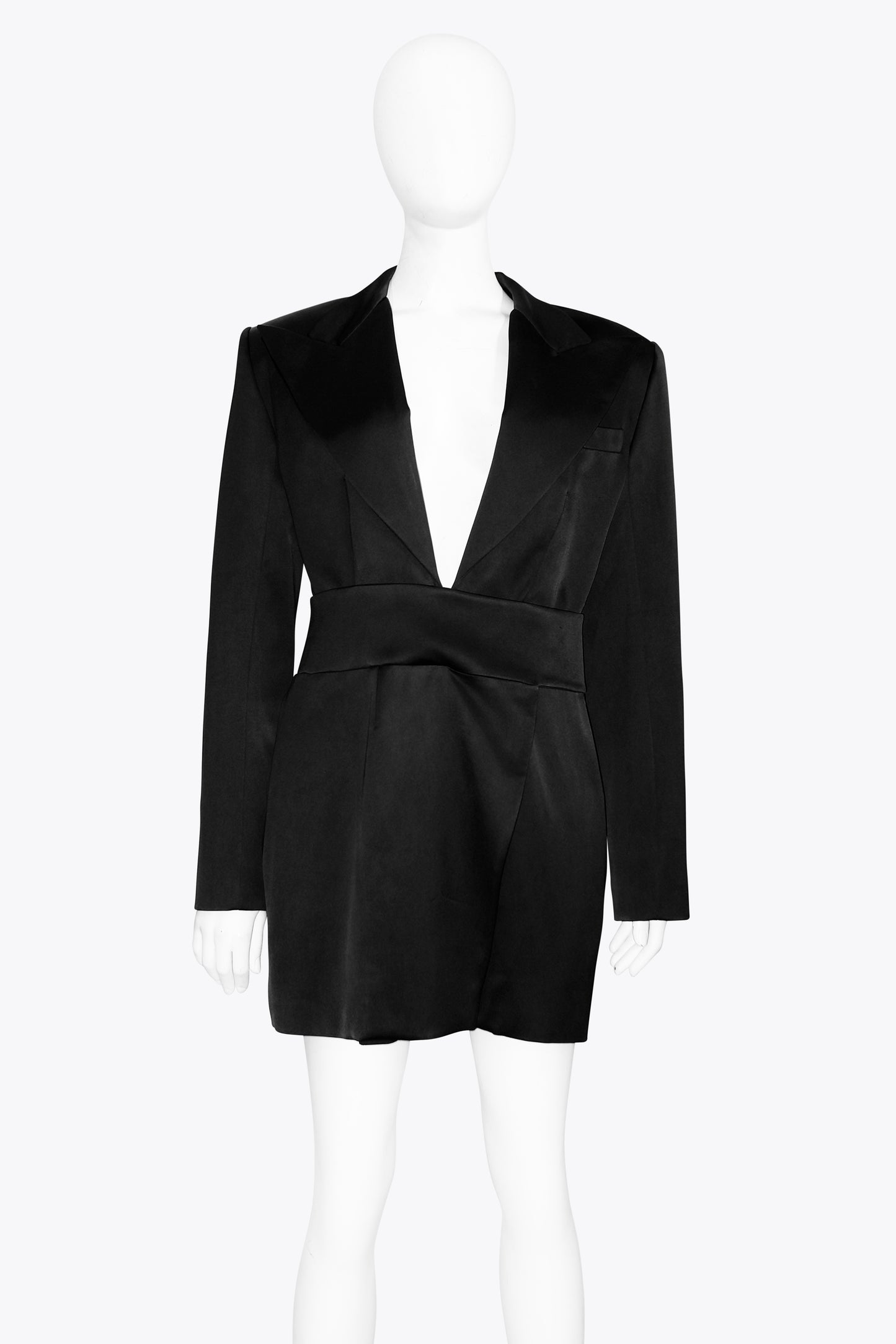 Alexandre Vauthier Black Deep V Suit Dress