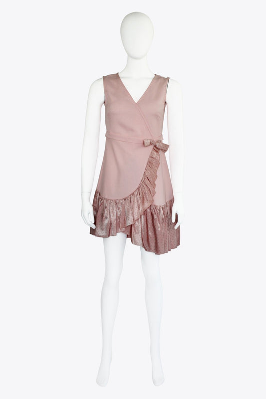 Wolk Morais Pink Wrap Dress With Front Bow