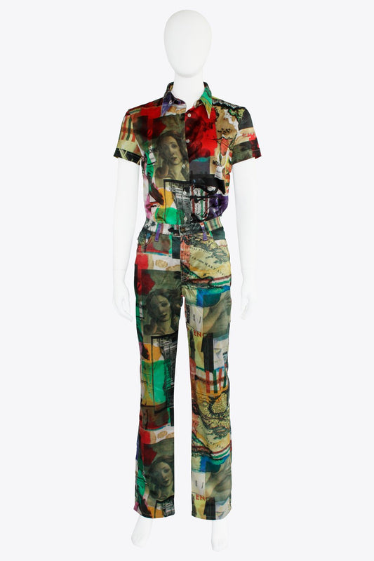 Moschino Multicolored Collage Paint Splatter Matching Pant Set