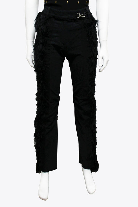 Paco Rabanne Black Feather Trim Jeans