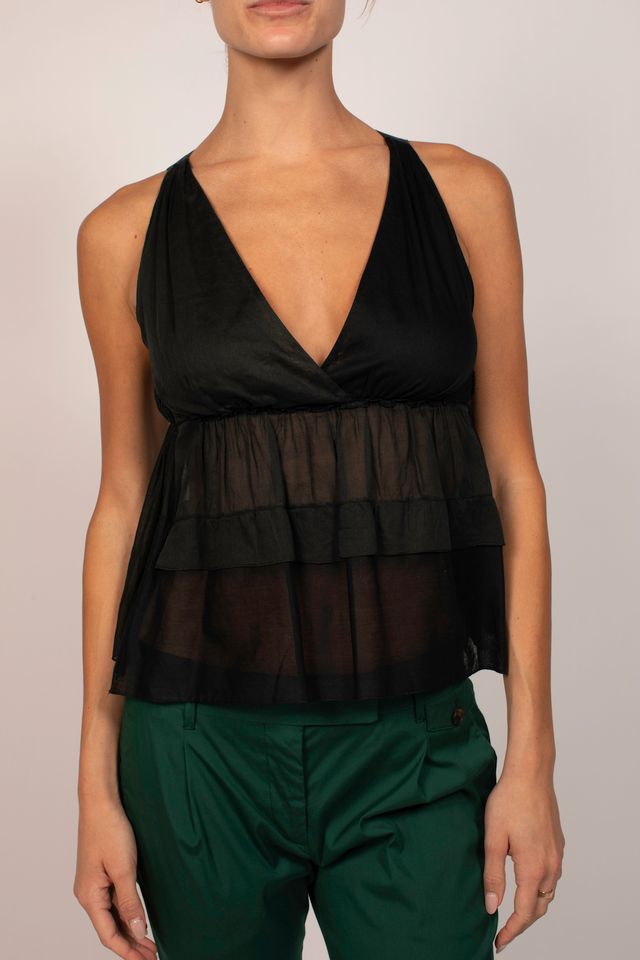Miu Miu Black Sheer Tank Top
