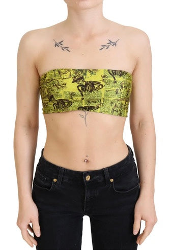 John Galliano Green Newspaper Bandeau Top