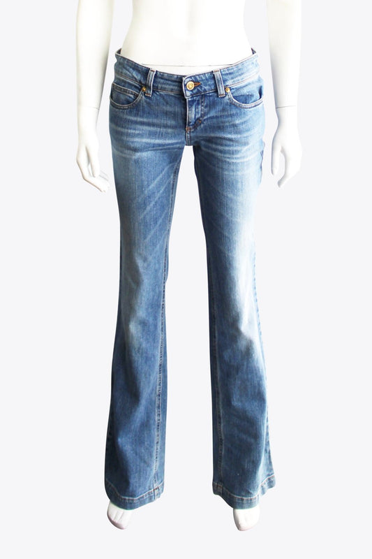 Gucci Low Rise Jeans With Back Pocket Chain Detail