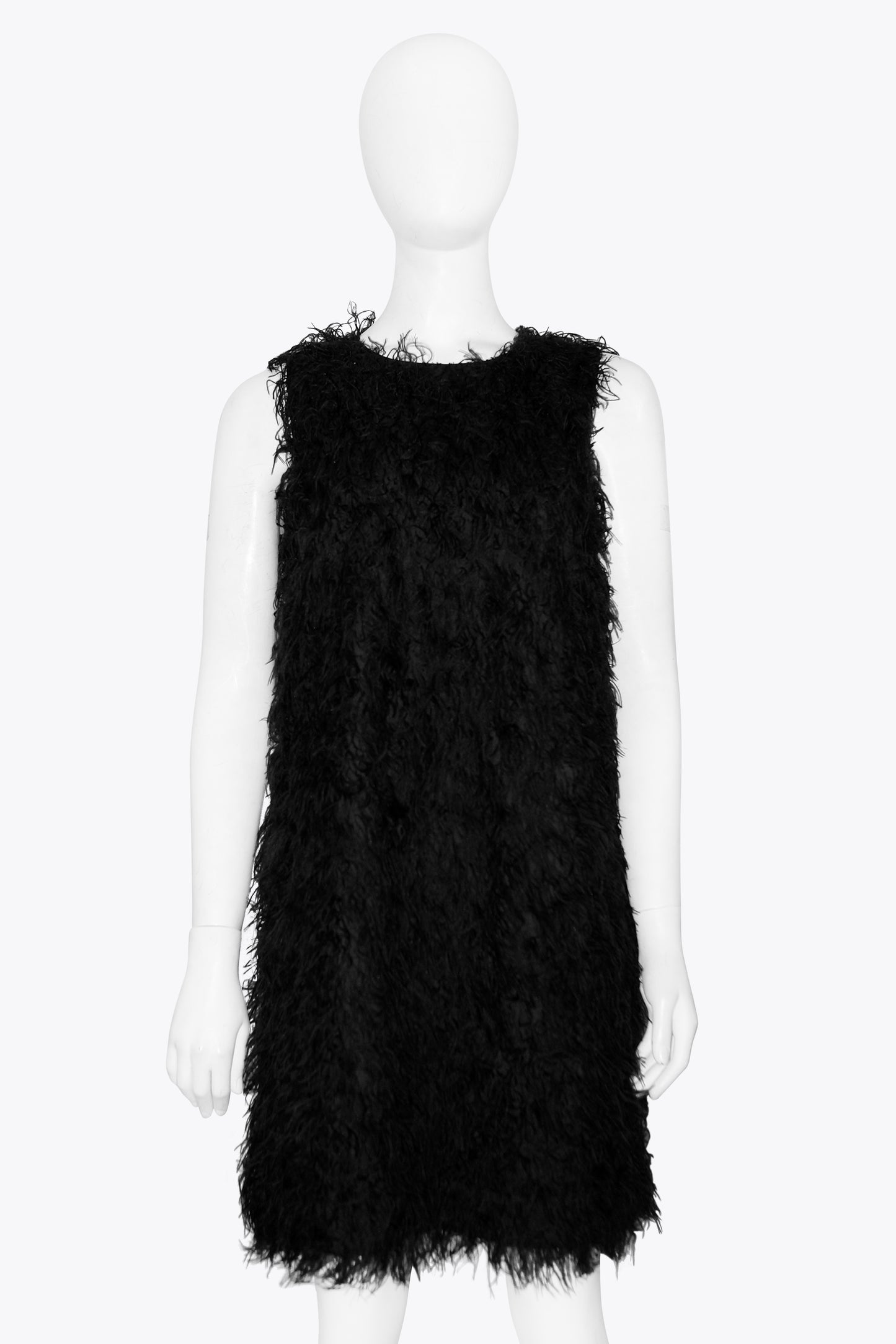 RedValentino Black Furry Sleeveless Dress