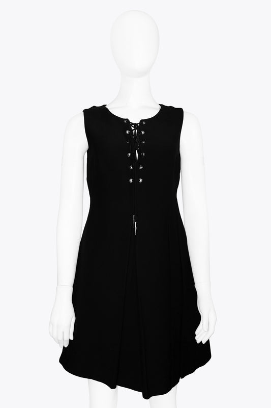 Miu Miu Black Dress With Lace Up Front Detail