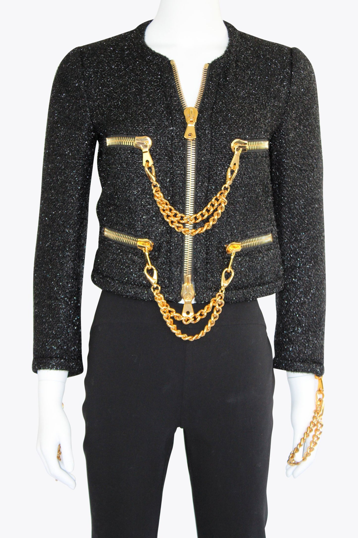 Moschino Black Jacket With Gold Hardware