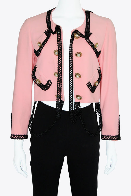 Moschino Pink Jaccket With Black & Gold Details