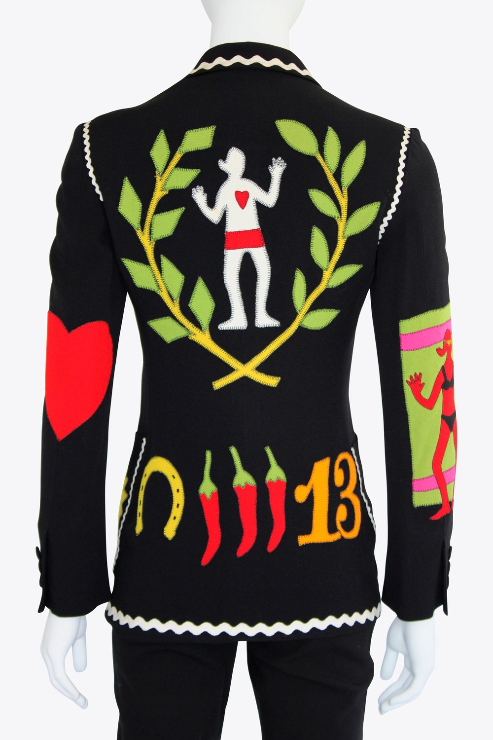 Moschino Black Jacket With Colorful Embroidery