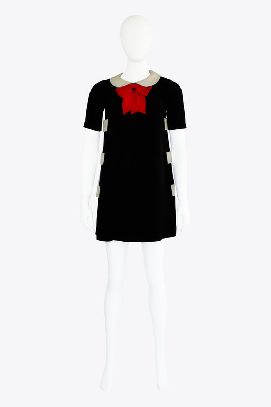 Moschino Black Dress with Red Bow & White Accents