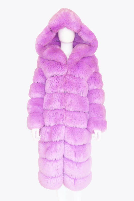 Purple Fur Full Length Coat