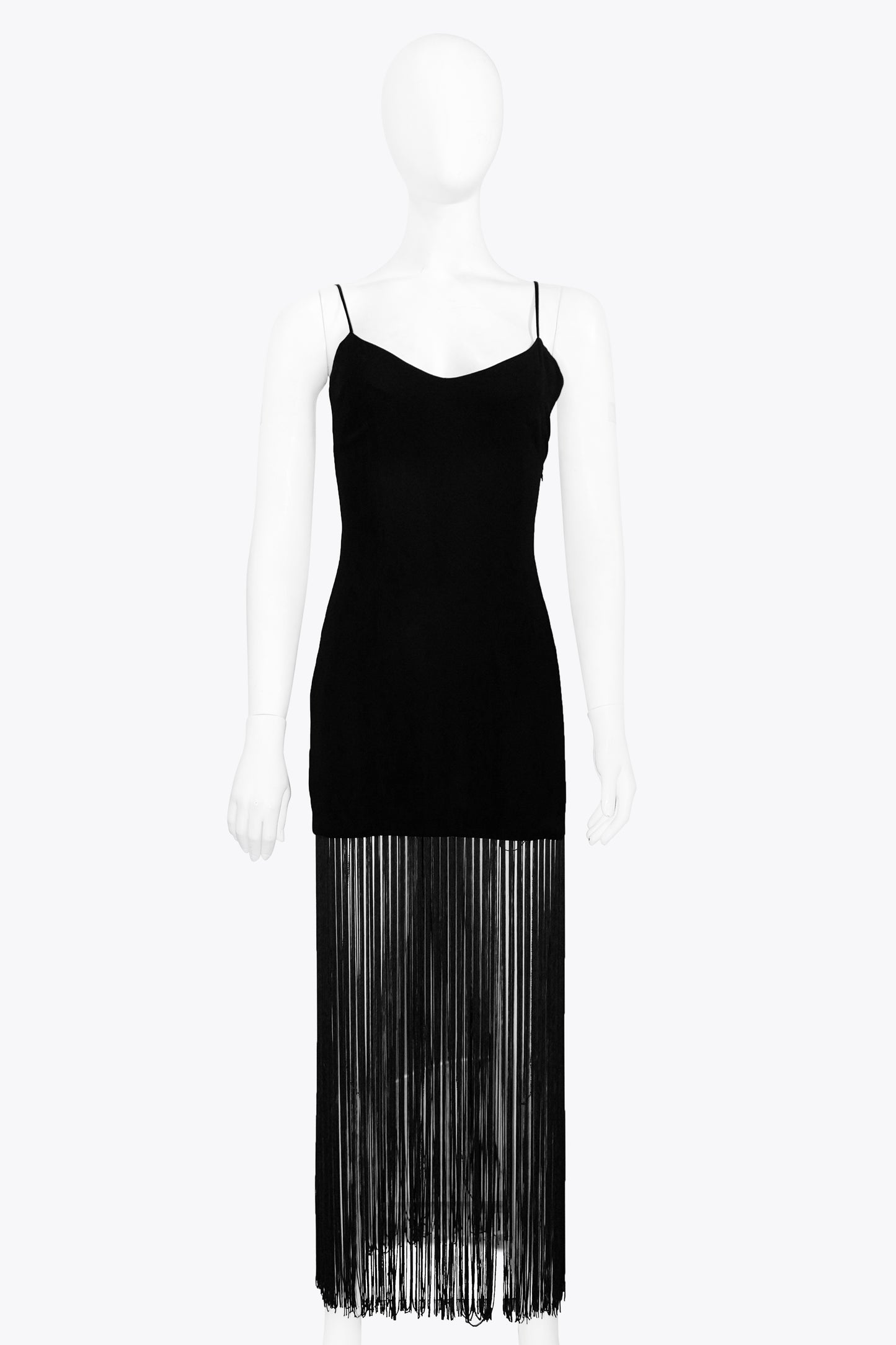 Dolce & Gabbana Black Maxi Dress With Fringe Bottom