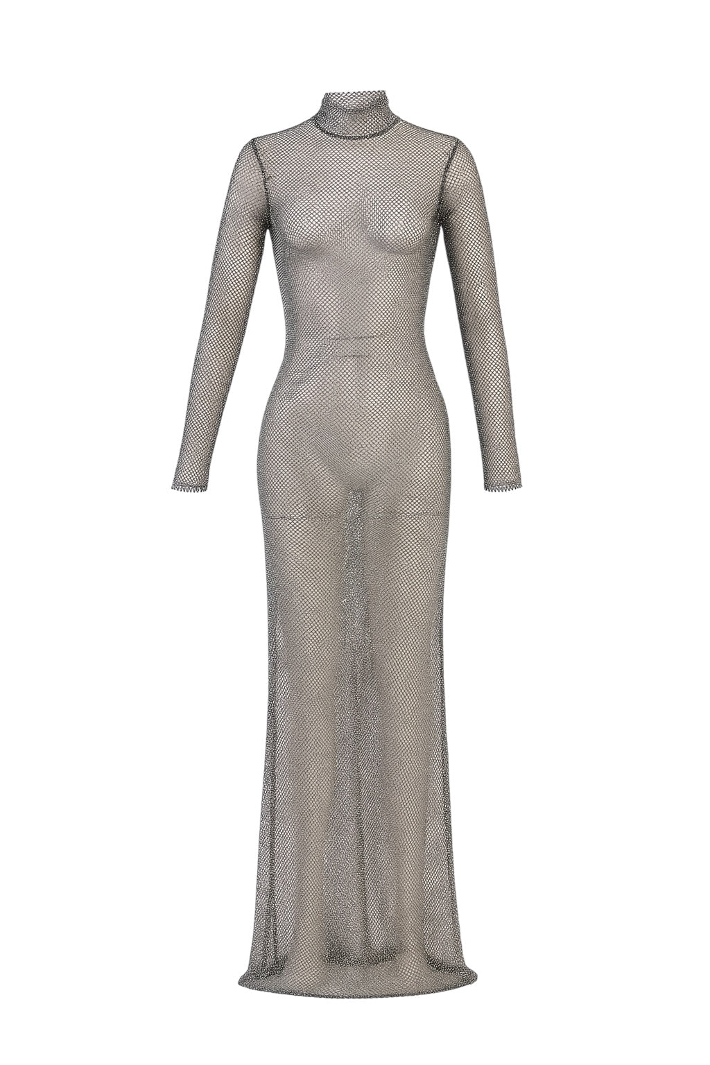 david koma long crystal mesh dress