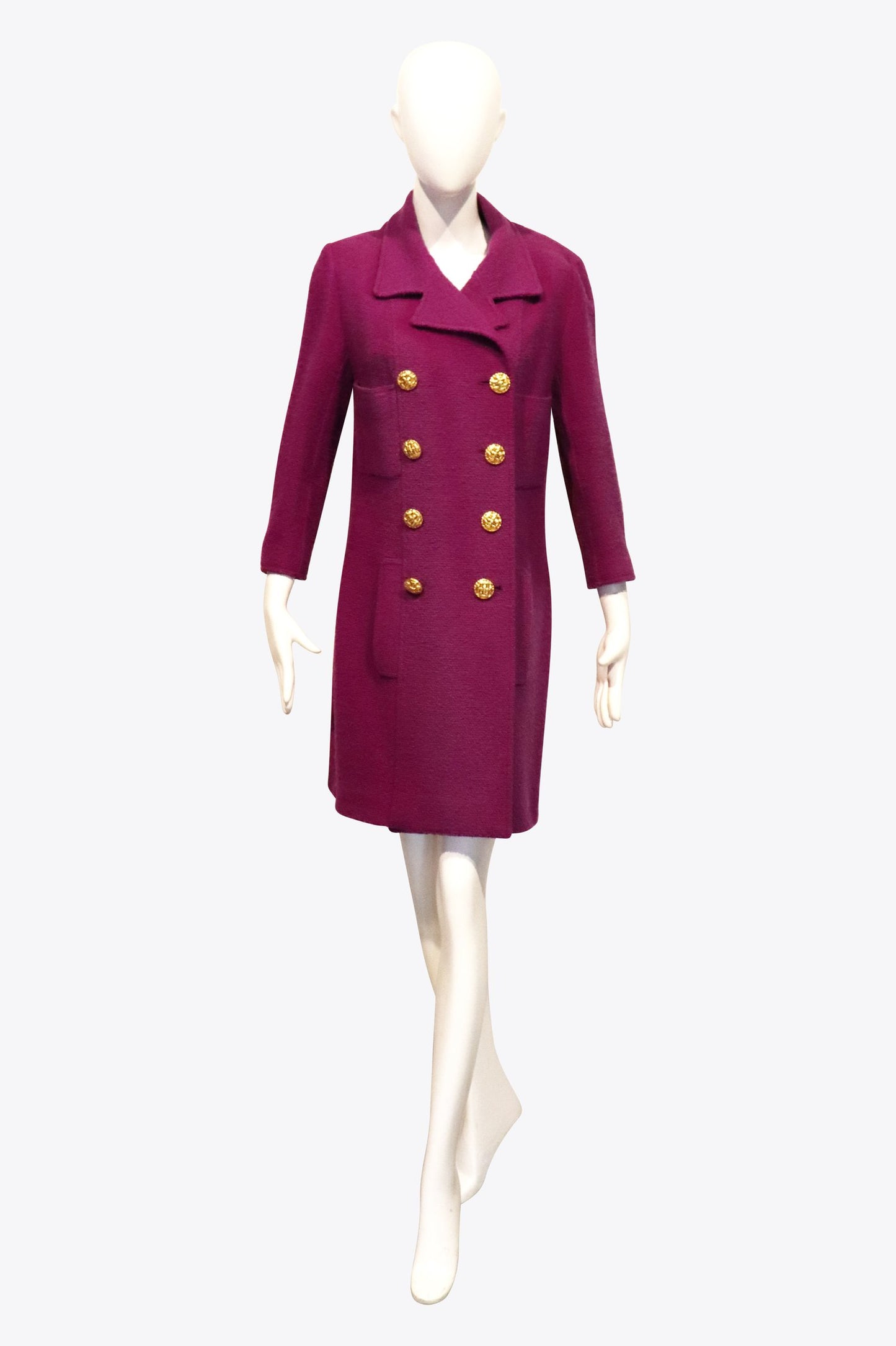 Chanel Purple Tweed Midi Coat