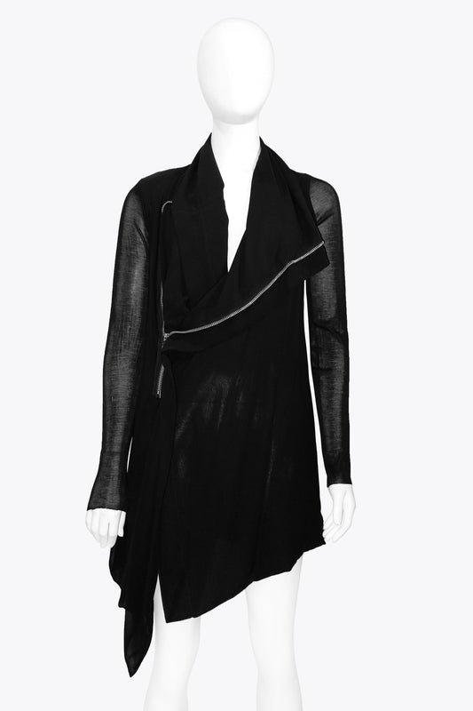 Givenchy Black Long-Sleeve Mesh Dress With Zippers