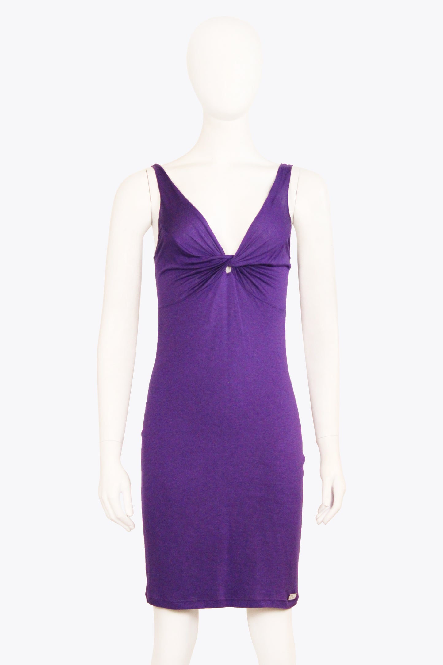 Christian Dior Purple Cotton Draped Twist Dress