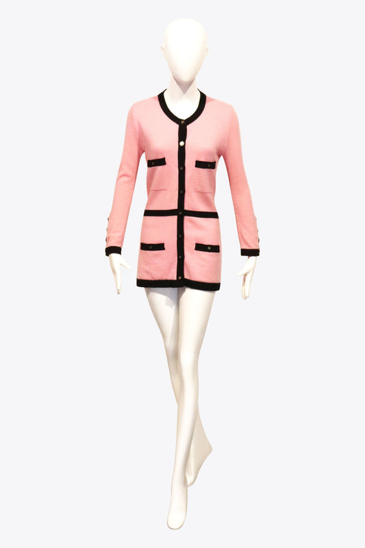 Chanel Pink Sweater With Black Piping