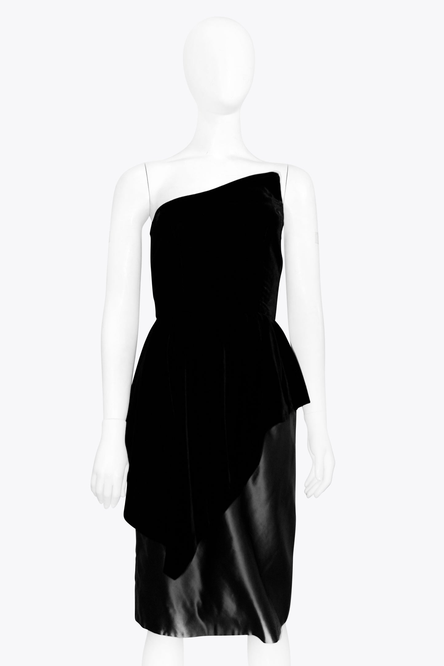 Lanvin Velvet Strapless Angled Dress