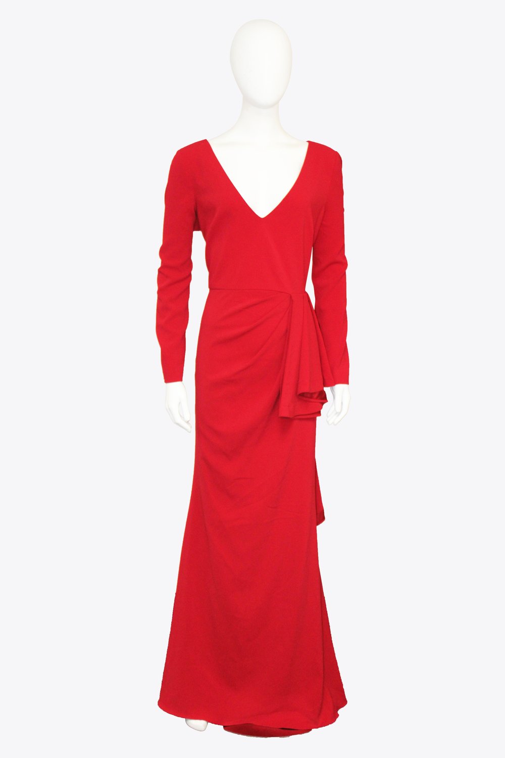 Badgley Mischka Red Long Sleeve Gown