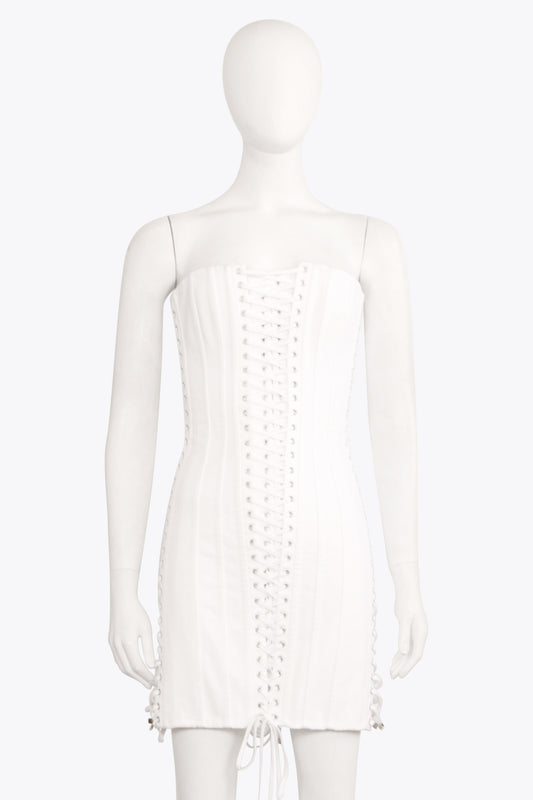 Dolce & Gabbana White Lace Up Corset Dress