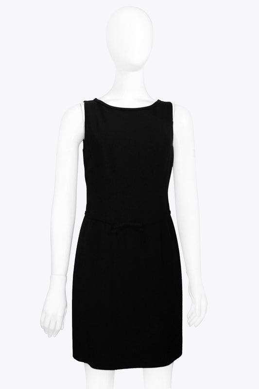 Moschino Black Tank Dress With Bow & Stitching Detail