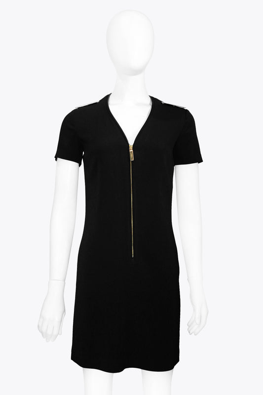 Burberry Black V-Neck Gold Accent Dress