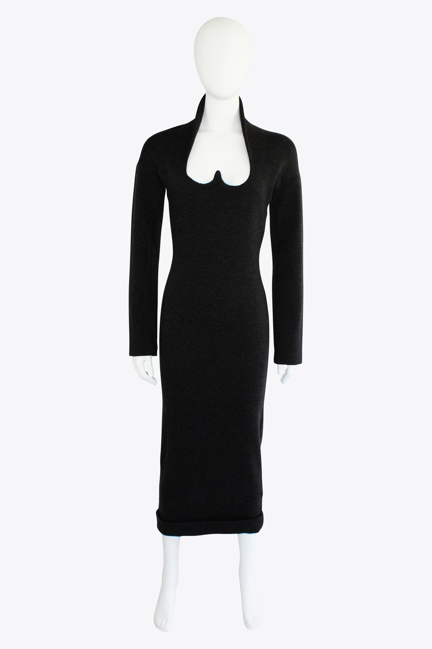 Romeo Gigli Black Maxi Dress With Heart Neckline