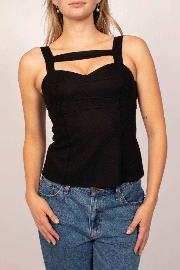 Moschino Black Structured Top With Cut Outs