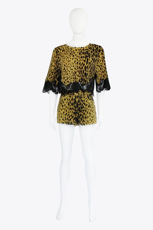 Versace Cheetah Print Top & Shorts Matching Set