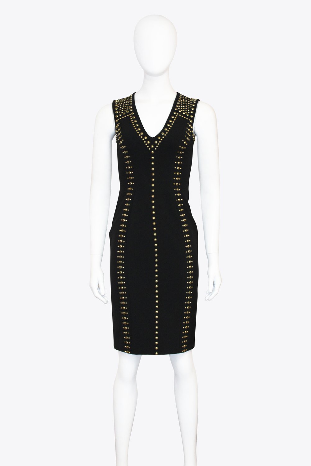 Versace Black Sleeveless Gold Studded Dress