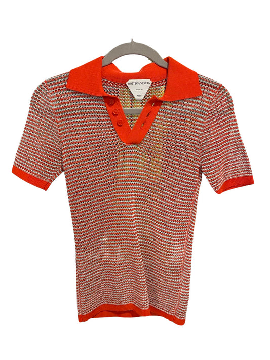 Bottega Veneta Red Knit Shortsleeve Collared Shirt